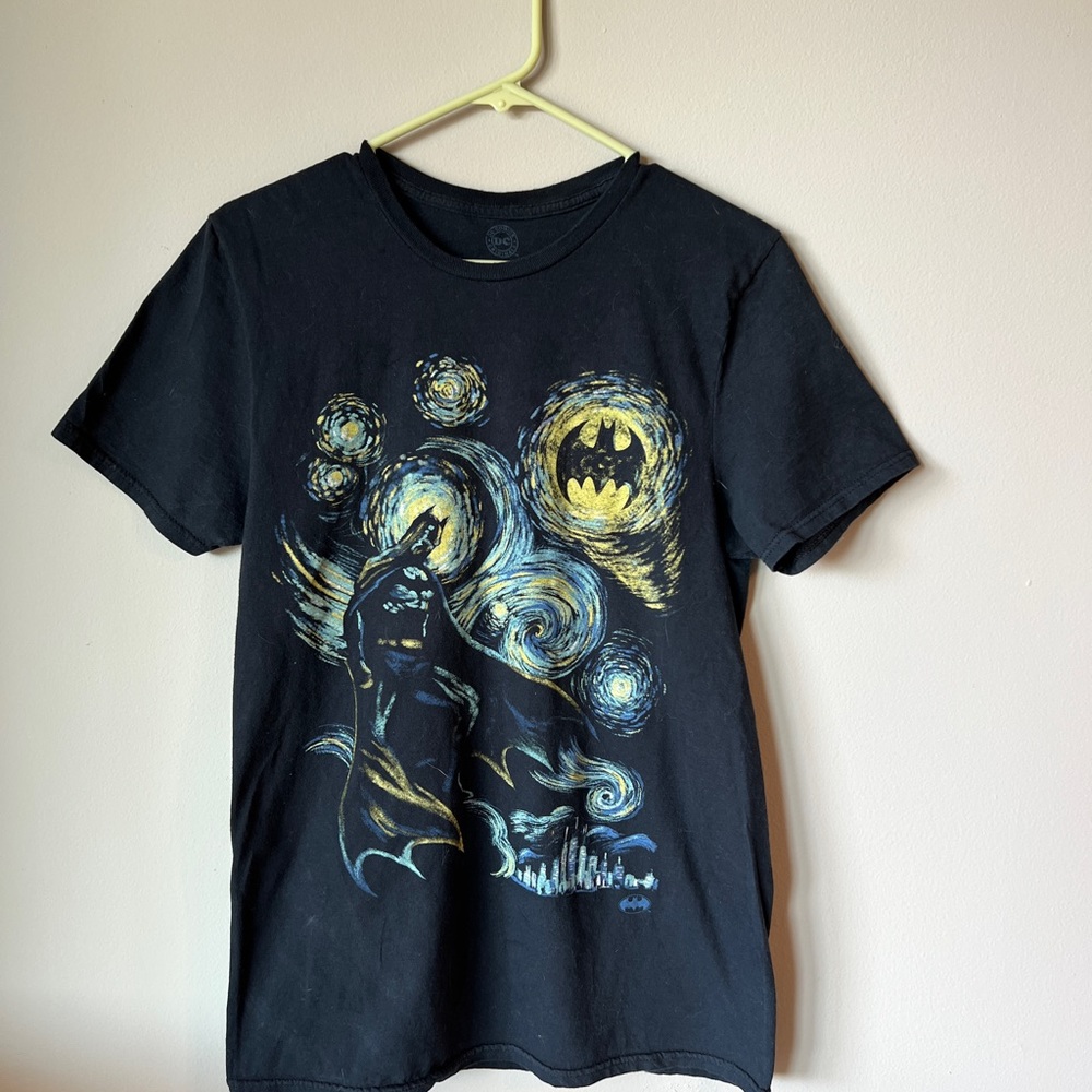 DC Comics Batman Starry Night Black Men's T-shirt  Size Medium